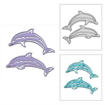 Noi 2021 Duo Delfin Minunat Animal de Tăiere de Metal Moare pentru DIY Scrapbooking și Luare de Card Decorative Relief Ambarcațiuni Fără Timbre