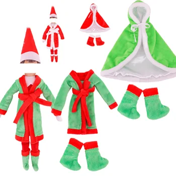 Crăciun Elf Haine Papusa 2 buc=1 Pluș Pijamale+1 Șosete Pentru Elf Pantofi Papusa Papusa Haină de Blană FreeShipping Accesorii Papusa de Fata