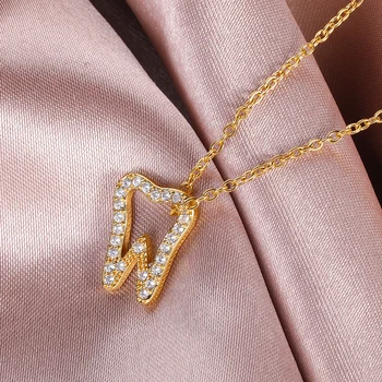 Femei Lanț de Gât Cravată Cristale Dinte Uman Pandantiv Dentist Colier Placat cu Aur de Culoare Medicale Bijuterii Cadou pentru Medicul/Asistenta
