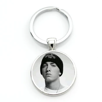 Noi Hip-Hop cântăreț de Rap Eminem breloc vintage yin yang Eminem foto sticla metal bărbați geanta sac masina lanț cheie inel titular CT15