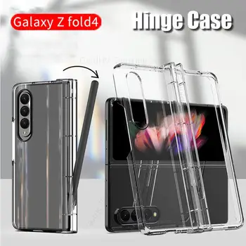 Balama Caz Pentru Samsung Z Fold 4 5G HD Transparent Greu PC Cover Pentru Galaxy Z Fold4 Stylus Soclu S Pen Holder Clar Articulate Caz 