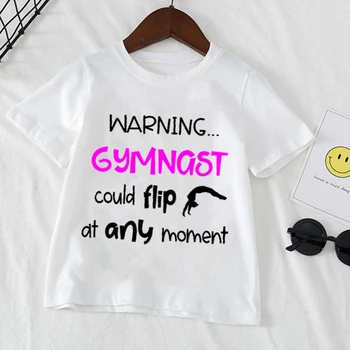 Avertizare Gimnasta-ar Putea Răsturna în Orice Moment de Vară pentru Copii Drăguț T-shirt de Imprimare Topuri Baby Tricou de Moda Noua Copilul Casual, Haine de Fata