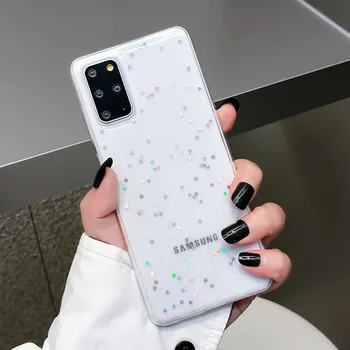 LOVECOM Bling Glitter Stele Caz de Telefon Pentru Samsung S21 Plus A52 A72 A50 A51 A71 S20 S10 S9 S8 Plus Nota 20 10 Moale Capac transparent