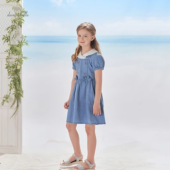 DK2222220 dave bella summer 5Y-13Y de moda rochie de imprimare florale copii dulce buticuri rochie copii pentru sugari lolita haine