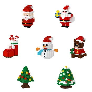 Feleph Micro Caramida Crăciun Serie Moș Crăciun, om de Zăpadă Urs Copac Elan Șosete Blocuri Jucarii Educative pentru Copii Cadouri