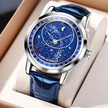 OLEVS Top Brand Original Automatic Ceas pentru Bărbați Impermeabil Mecanice din Piele Ceasuri de mana de Lux 2022 Nou Design Ceas Masculin