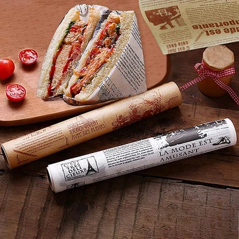 8M Epocă engleză Ziar de Copt Ulei de Hârtie Pâine Wraping Absorbție de Ulei de Ambalare Foaie de Gătit se Coace Instrument pentru Sandwich Hotdog