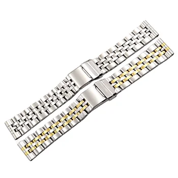 Rolamy 20 22 24mm Două de Argint Ton de Aur din Oțel Inoxidabil Încheietura mâinii Watchbands Ceas Curea Curea curea de Ceas Curea Pentru Breitling