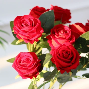 5pcs Mătase Trandafir Buchet Roz Rosu Trandafiri Artificiale Flori Veșnică Floare Flori False Pentru Acasă Decorare Nunta Ziua Îndrăgostiților
