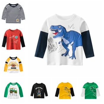 Baieti T Shirt, cu Mâneci Lungi Copii Fata de Îmbrăcăminte Copil din Bumbac pentru Copii Tricouri Copii Topuri de Primăvară Dinozaur desen Animat de Imprimare Tees