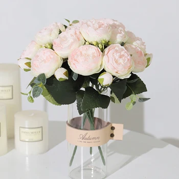 Trandafir Alb Flori Artificiale Retro Bujor Buchet De Înaltă Calitate Mireasa Care Deține Fals Casa De Flori De Nunta Decoratiuni Florale