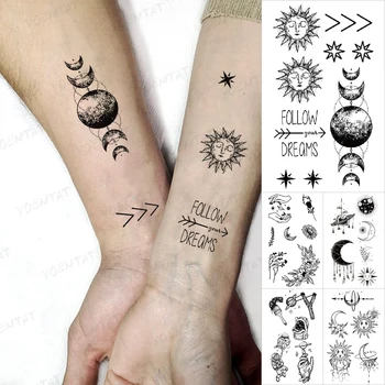 Rezistent La Apa Temporar Tatuaj Mână Autocolant Pentru Copii Planeta Luna Flash Art Fals Tatuaj Bărbați Corpul Femeilor Festivalul De Față Tatuaje Sclipici