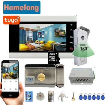 Homefong 7 Inch Tuyasmart Wifi Interfon Wireless Video IP Ușa Telefon Soneria de la Distanță Camera Debloca Vorbi de Monitorizare