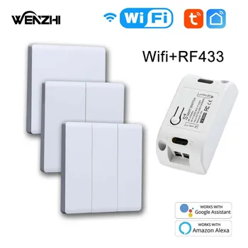 Wifi RF 433 Mhz DIY Întrerupător Modul Receptor, Releu 86 Portabile, fără Fir de Control de la Distanță Tuya de Viață Inteligentă Alexa de Start Google