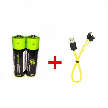2 BUC ZNTER AA 1.5 V 1700mAh baterie litiu reîncărcabilă USB litiu-polimer baterie + cablu Micro USB