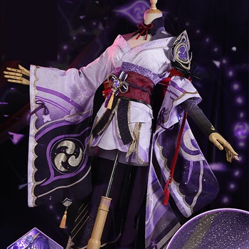 Joc Genshin Impact Femei Raiden Shogun Cosplay Costum Baal Peruca Kimono Bow Centura Beelzebul Rochie Uniformă Parte Jocul De Rol