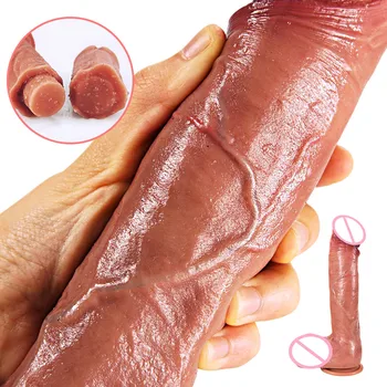 Pielea Sentiment Realist Penis Moale Sexy Imens Vibrator pentru Femei Jucării Sexuale Adult Puternic Fraier Penis Cuplu Punctul G Masturbari