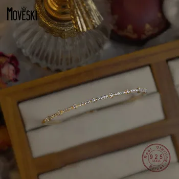 MOVESKI Argint 925 Moda Rafinat Deschide Zircon Brățară de Femei franceze de Înaltă Calitate Bijuterii de Nunta de Lux