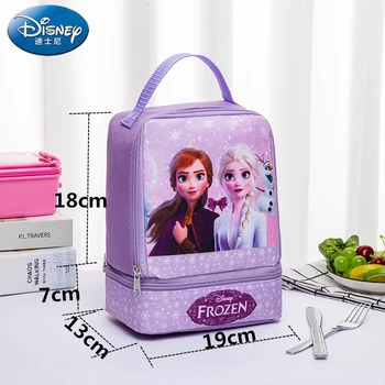 Desene animate Disney Frozen 2 Drăguț Elev de la Scoala de Sac Dublu Strat Sac de masa de Prânz pentru Copii Portabil Cutie de Prânz Sac Student Sac de masa de Prânz