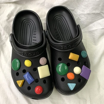 Drăguț Croc Farmece Designer Geometrice Saboți de Pantofi Cataramă Accesorii de Culori Bomboane Pantofi Farmecele pentru Crocs Pachet Set Tendință de Moda