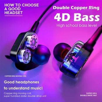 4D Bass cu Fir Căști de Înaltă Calitate de 3,5 mm în Ureche Stereo Plus Căști Bas Confortabil se Potrivesc Hifi cu Cască cu Apel Vocal