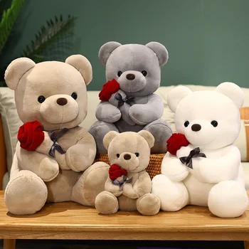 Drăguț Rose Urs Păpușă Jucărie de Pluș Îmbrățișare de Urs Papusa de Ziua de naștere pentru Copii Perna ursulet Acasă Living Dormitor