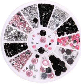 Nou ! 4 Dimensiuni Negru/Roz/Clear 3D Nail Art Stras Perle Flatback Sfaturi de Unghii Autocolant Decor Roata DIY Frumusete Instrumente de Machiaj
