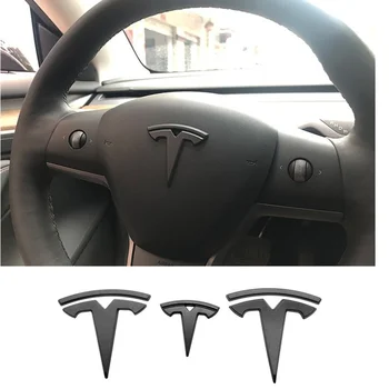 3PCS/set Tesla Model 3 Negru Mat Masina Eticheta Coada Eticheta Eticheta Frontală Modelul Y Volan Logo-ul de Decorare Autocolant