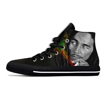 Legenda Bob Marley Reggae Rasta Muzica Rock Fashion Casual Pânză Pantofi de Înaltă Top Confortabil Respirabil Imprimare 3D Bărbați Femei Adidași