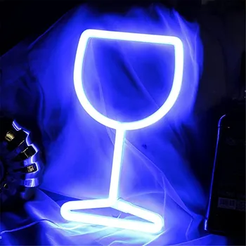 Pahar De Vin Led-Uri Lumina De Neon Semne Winebowl Agățat De Perete Lampă De Perete Lumina De Noapte Usb Baterii Semn De Neon Bar Decor Camera Pentru Cadouri