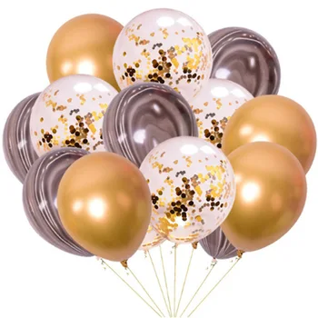 15buc/set Auriu Metalizat Gri Latex, Baloane Nunta, Ziua Îndrăgostiților Decoratiuni Confetti, Baloane Petrecere de Anul Nou Decora