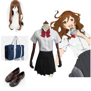 Kyoko Hori Anime Horimiya Hori-san să Miyamura-kun Costume Cosplay Fete Uniformă de Școală de Top, Fusta JK Sac Peruca Cosplay Pantofi