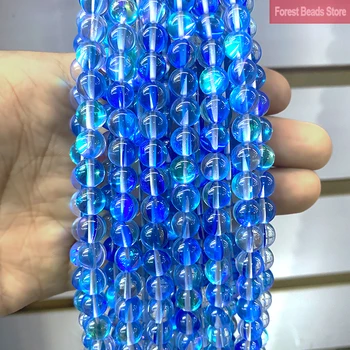 6 8 10 12 MM Albastru Austria Cristal Sintetic cu Sclipici Luna Rotunde de Piatra Margele DIY Brățară Colier 15