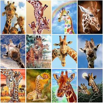 DIY 5D Diamant Pictura Girafa Diamant Broderie Mozaic de Pietre Animal cruciulițe Rundă Completă Burghiu Manual Art Decor Acasă