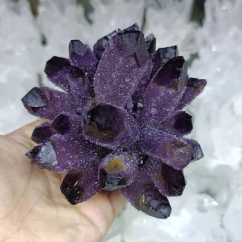 1 buc Naturale violet Fantomă Fantomă Cristal de Cuarț Cluster de Cristal Druse Specimen Minerale Reiki de Vindecare