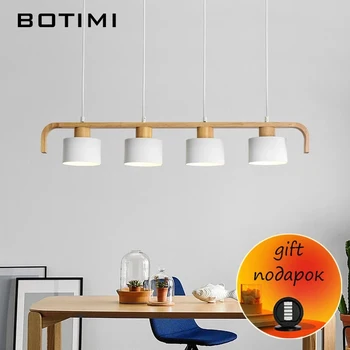 BOTIMI Moderne Luminile LED Cu Abajur Metal Pentru luat Masa din Lemn Agățat Lampă E27 Lemn de Bucatarie corp de Iluminat