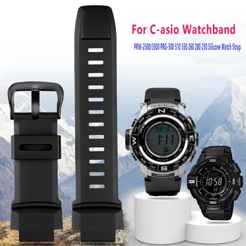 Cauciuc Curea de mână Pentru Casio PROTREK PRG-260/270/550/250 PRW-3500/2500/5100 Înlocuire Negru Bratara 18mm Silicon WatchBands
