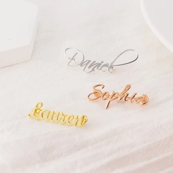 Numele Personalizate Brosa Pentru Femei, Barbati Personalizate Din Oțel Inoxidabil, Rose Gold Scrisoare De Pin Rever Doamnelor Brosa Cadou De Îmbrăcăminte Bijuterii