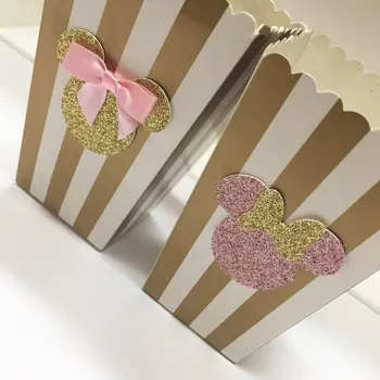 (20 conta) Aur, Argint Trata Cutii de popcorn cutii dungă favoarea partidului bomboane bufet trata cutie ,ziua duș aniversare de nunta