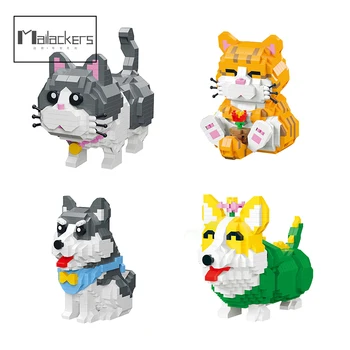 Mailackers Creativ Animale Micro Blocuri de desen Animat Câine Pisică Câine Husky Model 3D Mini Cărămizi Jucarii pentru Copii Cadouri