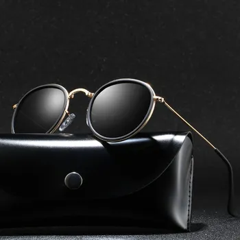 2020 Rotund Polarizat ochelari de Soare Barbati Polaroid Ochelari de Soare Femei, Cadru Metalic Negru, Lentile Ochelari de Conducere Ochelari de protectie UV400
