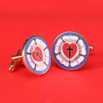 Luteranismul butoni cruce Creștină buton roșu a crescut inima Luteran de etanșare model religioase bijuterii barbati manșetă accesorii cadou