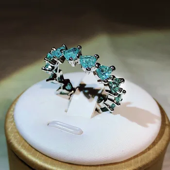 925 de argint high-definition design de bijuterii Paraiba turmalina inel de lux lumina de culoare comoara dragoste inel de bijuterii cadou
