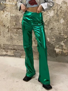 Clacive Moda Slim Verde Pantaloni Pentru Femei 2022 Casual, Talie Mare Full Lungime Pantaloni Streetwear Simplu Pantaloni Drepte De Sex Feminin