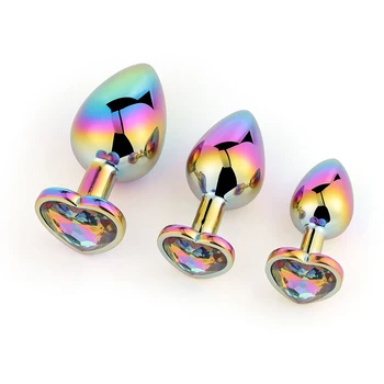 Curcubeu Anal Plug în Formă de Inimă Dop de Fund de Metal Cristal Bijuterii Anus Dilatator Mici Unisex pentru Adulti Jucarii Sexuale pentru Femei Barbati Cupluri