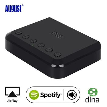 August WR320 WIFI Bluetooth Audio Receiver Wireless Muzica Optice Adaptor pentru Airplay, Spotify, DLNA NAS Multiroom Flux de Sunet