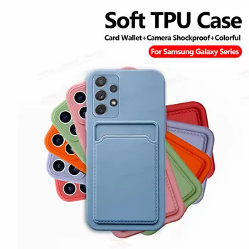 TPU moale Caz Pentru Samsung Galaxy A52 A32 A72 5G 4G Card de Portofel Acoperi Sumsung 52 72 32 Camera la Șocuri Protecția Telefon Coque