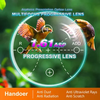 Handoer Index 1.61 Gratuit-Formă Digitală Lentile Progresive HMC, EMI Asferice Anti-UV Prescripție Multi-focală Lentile,2 buc