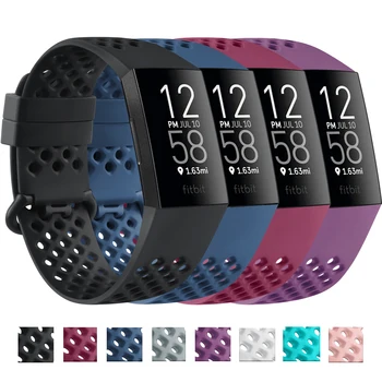 Sport, Curea Silicon Pentru Fitbit Charge 4 / Taxa 3 / Taxa 3 SE Banda Impermeabil Respirabil Găuri Watchband Pentru Fitbit Charge 4