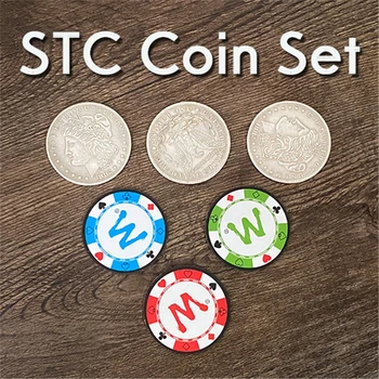 STC Monedă Set Trucuri Magice cu Monede Schimba Pătrunde Magia Aproape Iluzii Pusti de Recuzită Înmulțirea Monede de Argint la Chip Magica